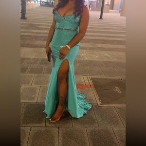 Elegant Turquoise Prom Dress  (2 Piece)